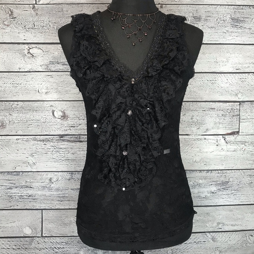 Deep Los Angeles Ruffle Sequence Blouse Size Large